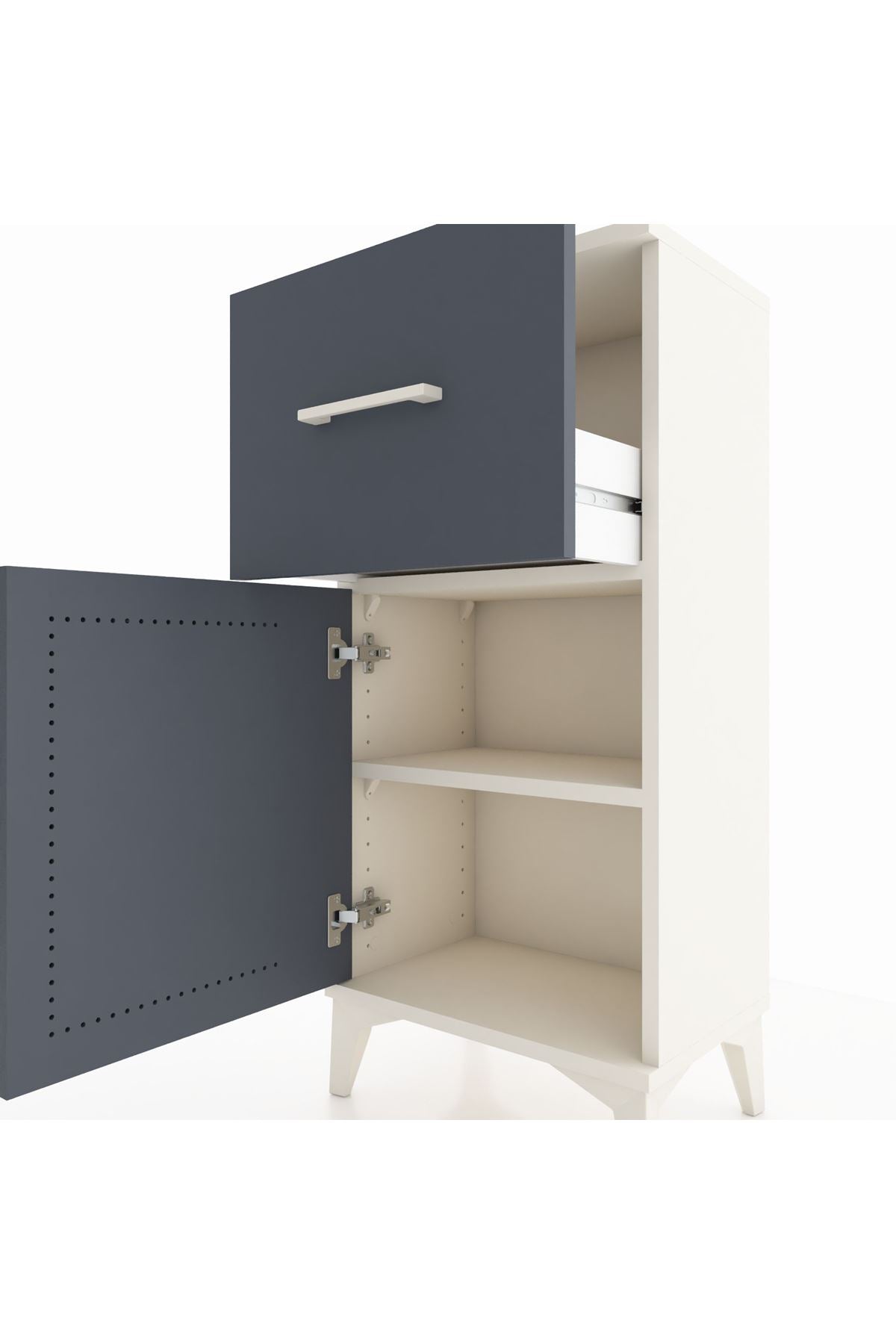 Arges Komodin Tek Raflı Tek Çekmeceli Tek Kapaklı 44x30x96 Aytaşı-Antrasit