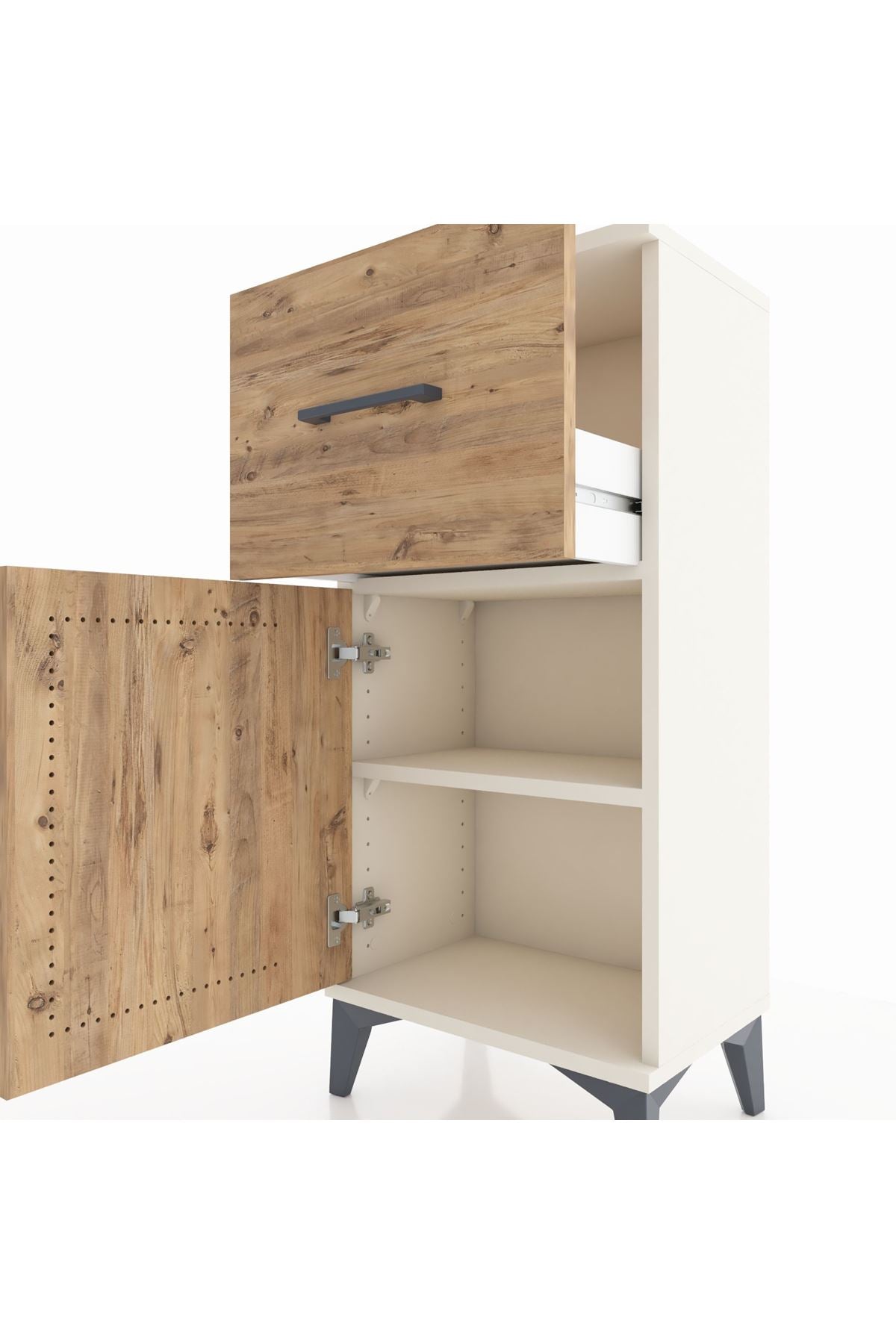 Arges Komodin Tek Raflı Tek Çekmeceli Tek Kapaklı 44x30x96 Aytaşı-Çam