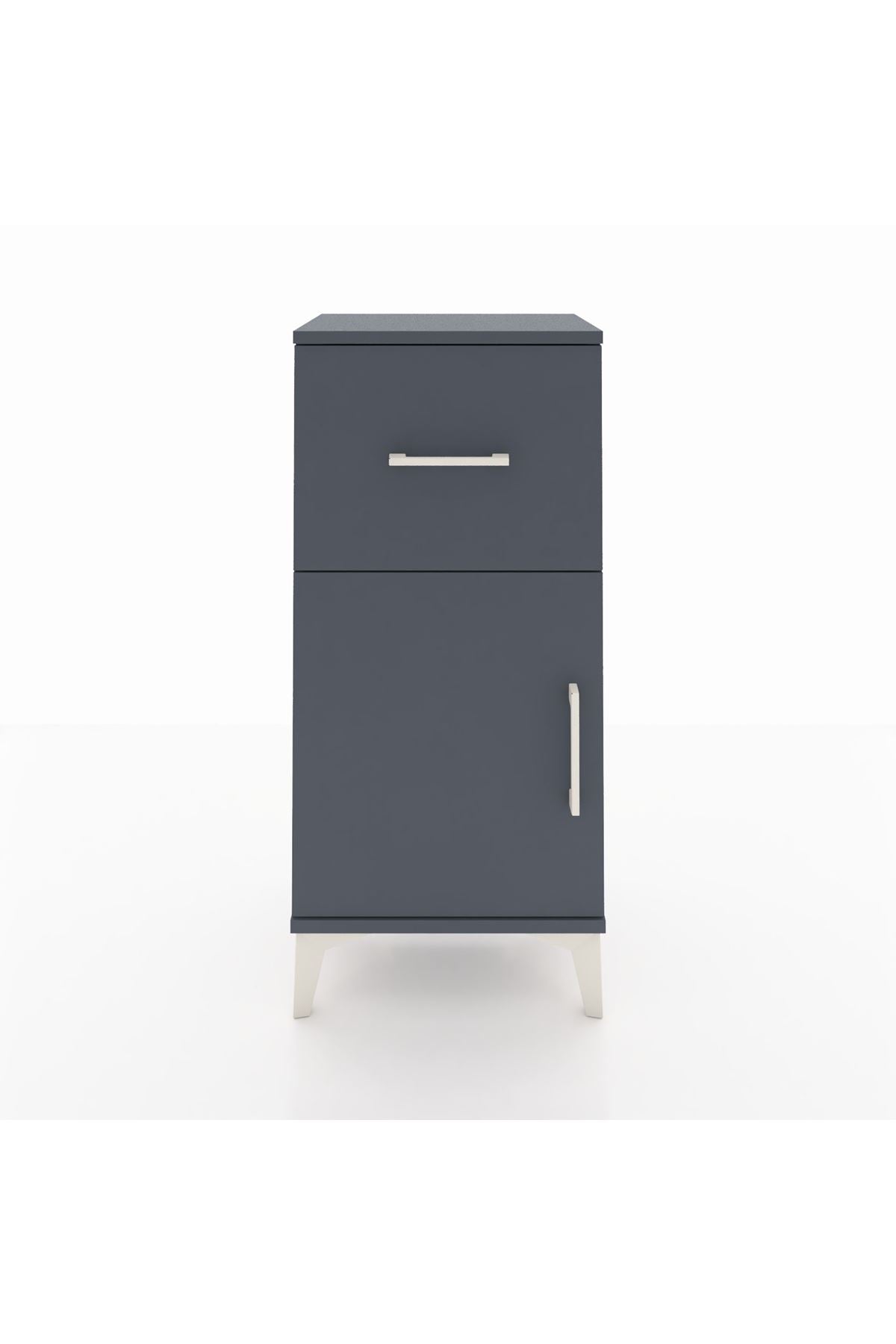 Arges Komodin Tek Raflı Tek Çekmeceli Tek Kapaklı 44x30x96 Antrasit-Antrasit