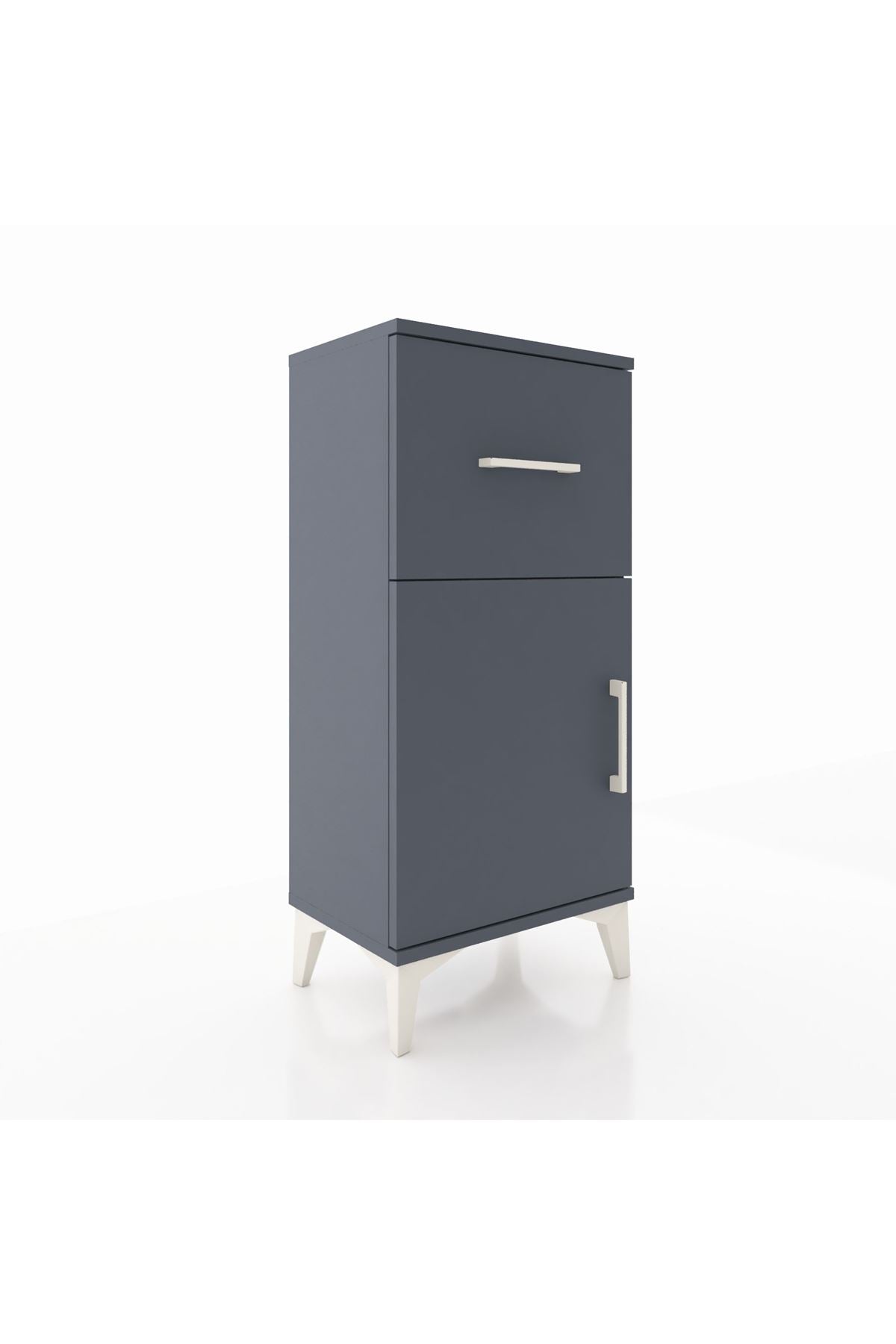 Arges Komodin Tek Raflı Tek Çekmeceli Tek Kapaklı 44x30x96 Antrasit-Antrasit