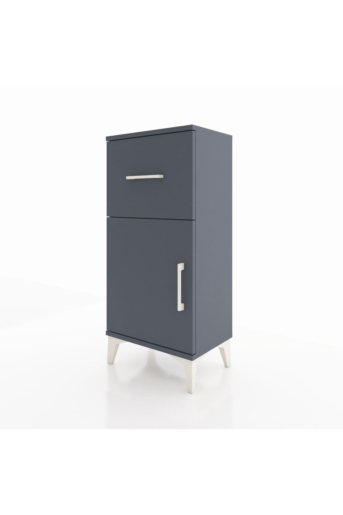 Arges Komodin Tek Raflı Tek Çekmeceli Tek Kapaklı 44x30x96 Antrasit-Antrasit