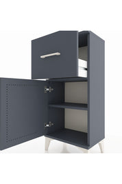 Arges Komodin Tek Raflı Tek Çekmeceli Tek Kapaklı 44x30x96 Antrasit-Antrasit