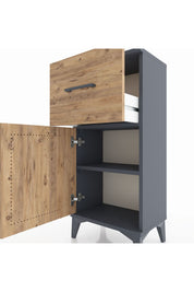 Arges Komodin Tek Raflı Tek Çekmeceli Tek Kapaklı 44x30x96 Antrasit-Çam