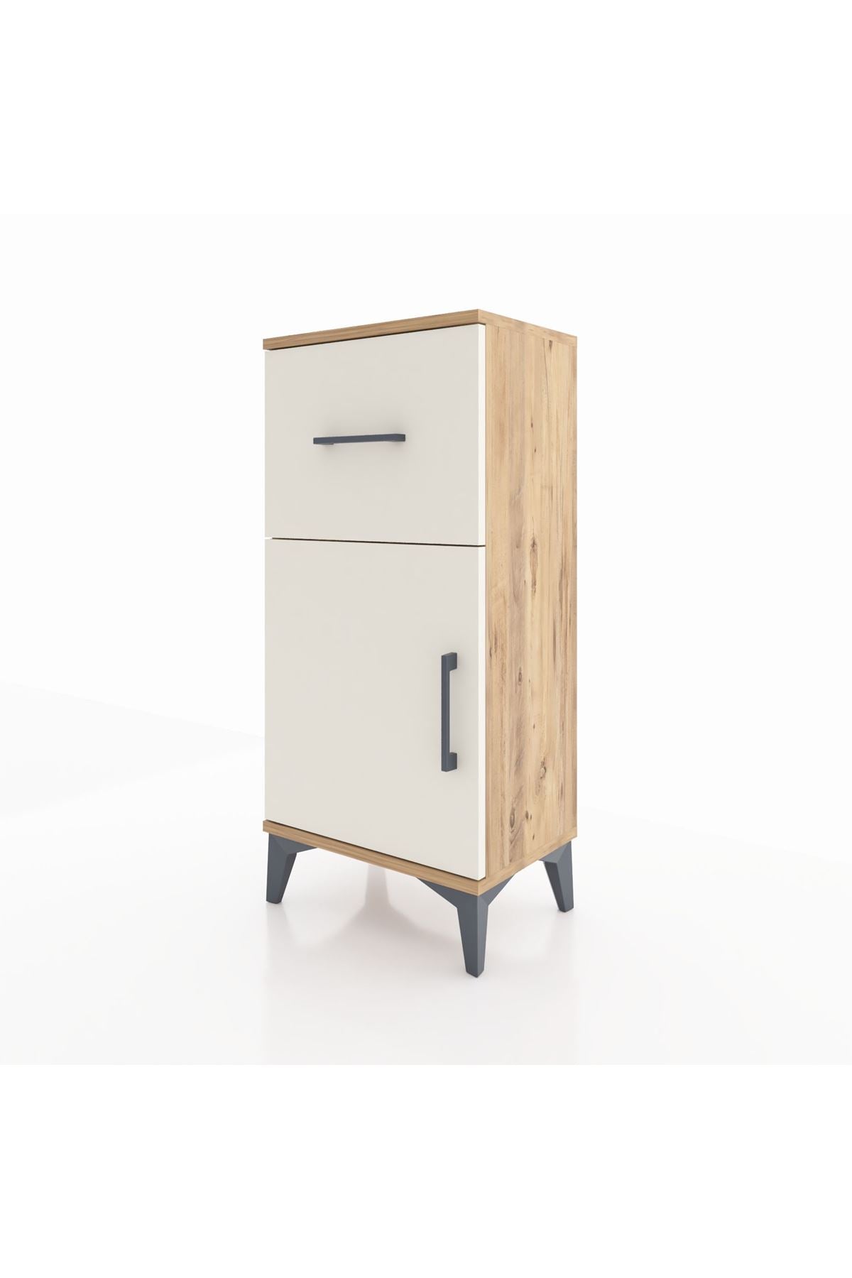 Arges Komodin Tek Raflı Tek Çekmeceli Tek Kapaklı 44x30x96 Çam-Aytaşı