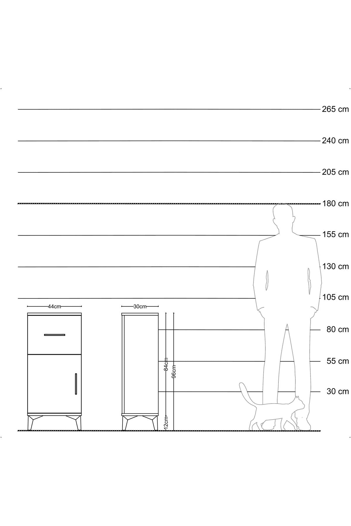 Arges Komodin Tek Raflı Tek Çekmeceli Tek Kapaklı 44x30x96 Çam-Aytaşı