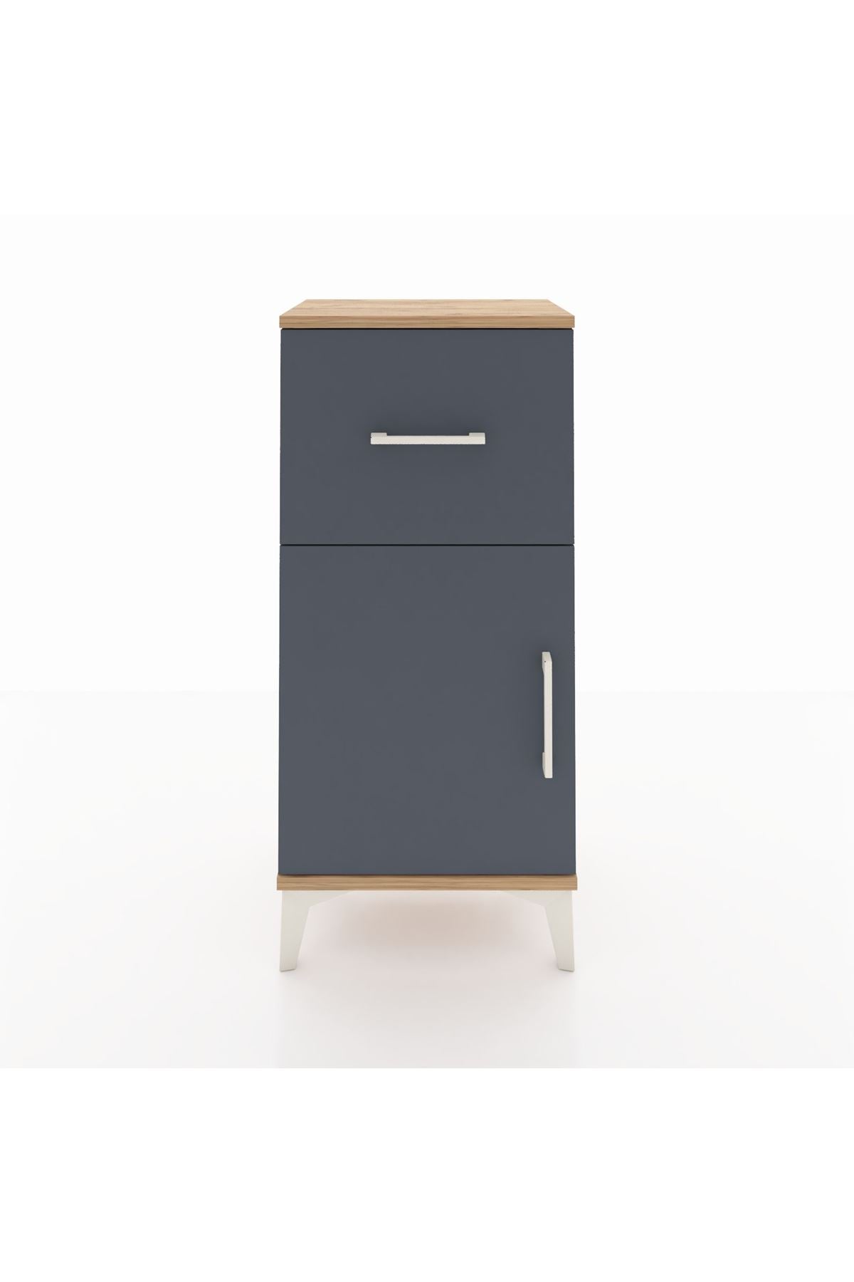 Arges Komodin Tek Raflı Tek Çekmeceli Tek Kapaklı 44x30x96 Çam-Antrasit