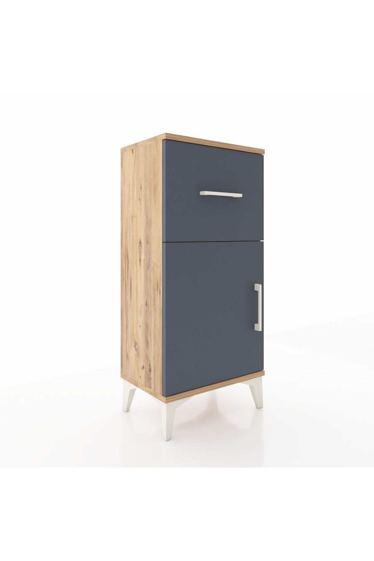 Arges Komodin Tek Raflı Tek Çekmeceli Tek Kapaklı 44x30x96 Çam-Antrasit