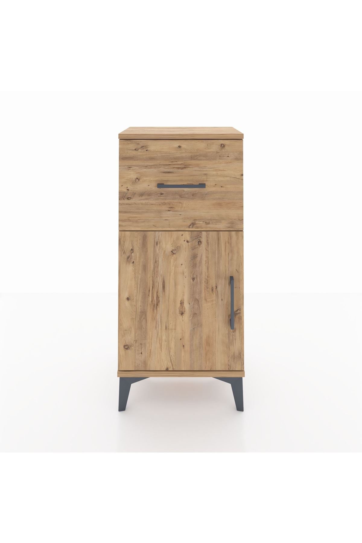 Arges Komodin Tek Raflı Tek Çekmeceli Tek Kapaklı 44x30x96 Çam-Çam