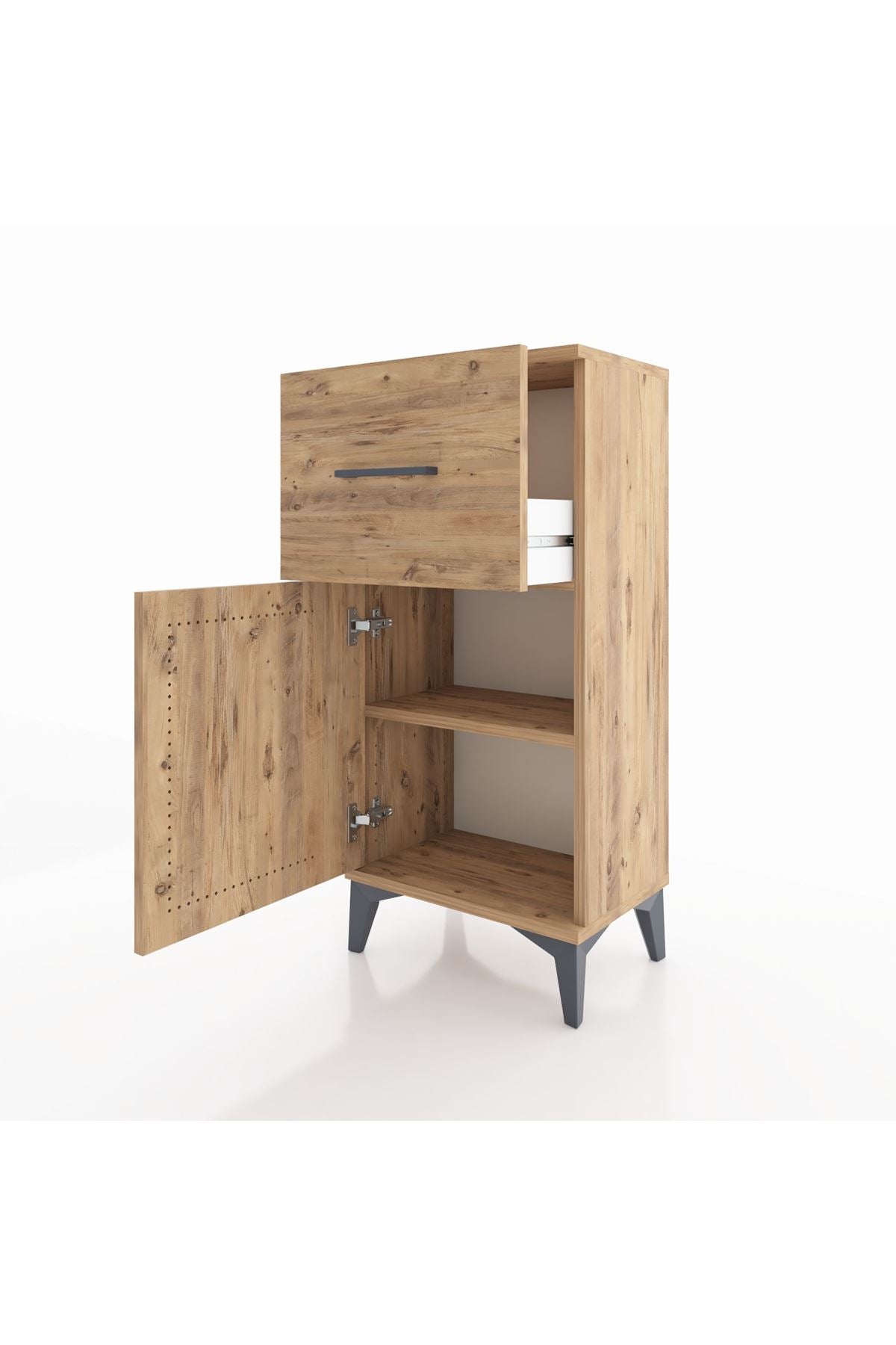 Arges Komodin Tek Raflı Tek Çekmeceli Tek Kapaklı 44x30x96 Çam-Çam