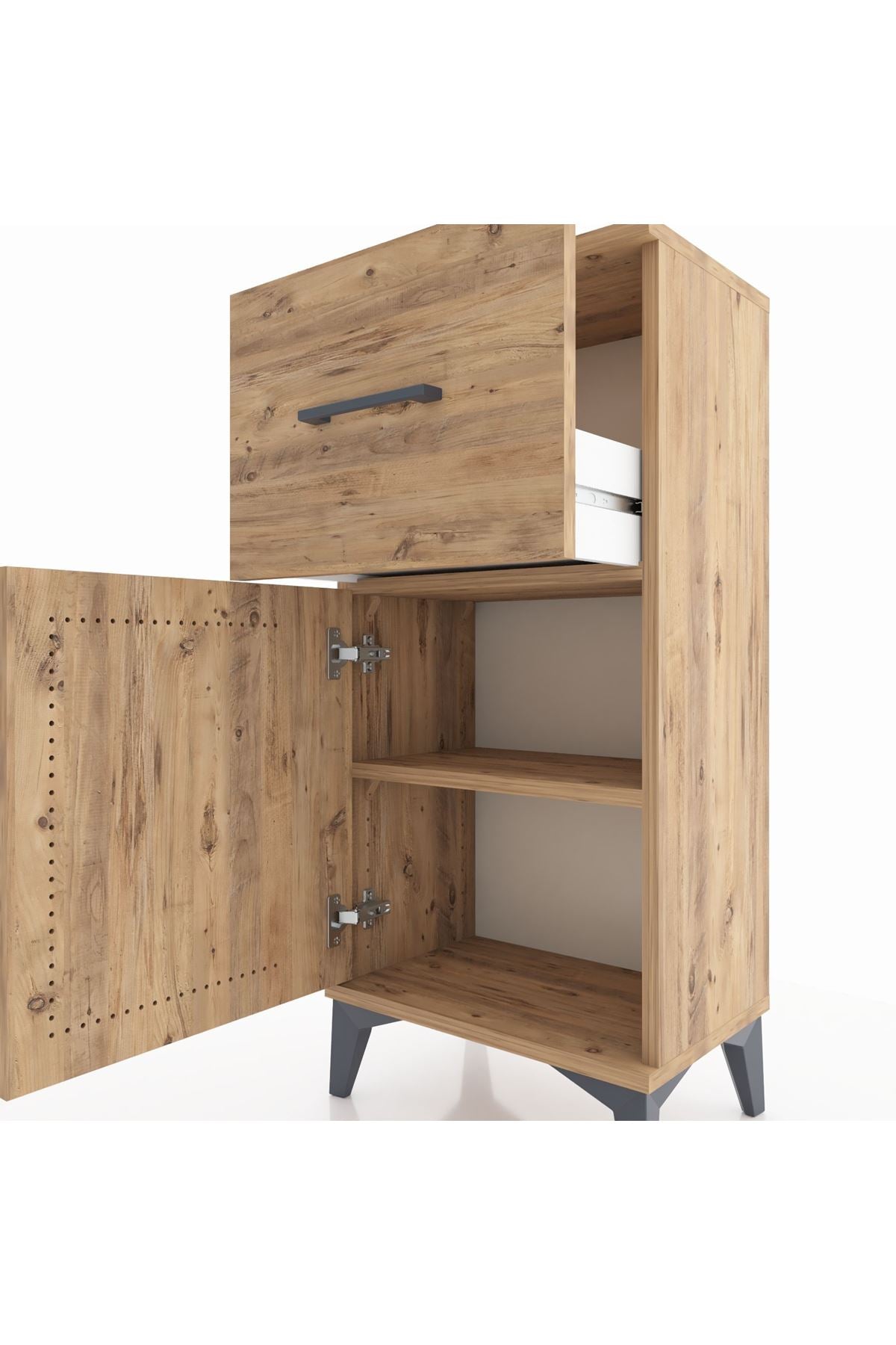 Arges Komodin Tek Raflı Tek Çekmeceli Tek Kapaklı 44x30x96 Çam-Çam