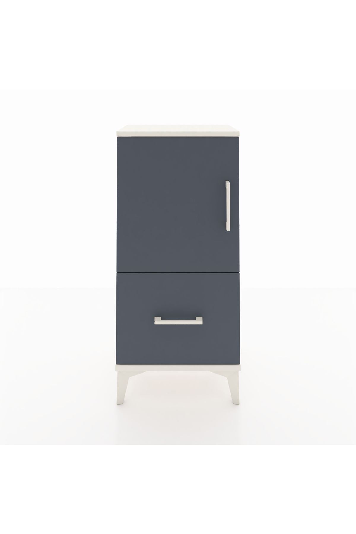 Arges Komodin 2 Raflı Tek Çekmeceli Tek Kapaklı 44x30x96 Aytaşı-Antrasit