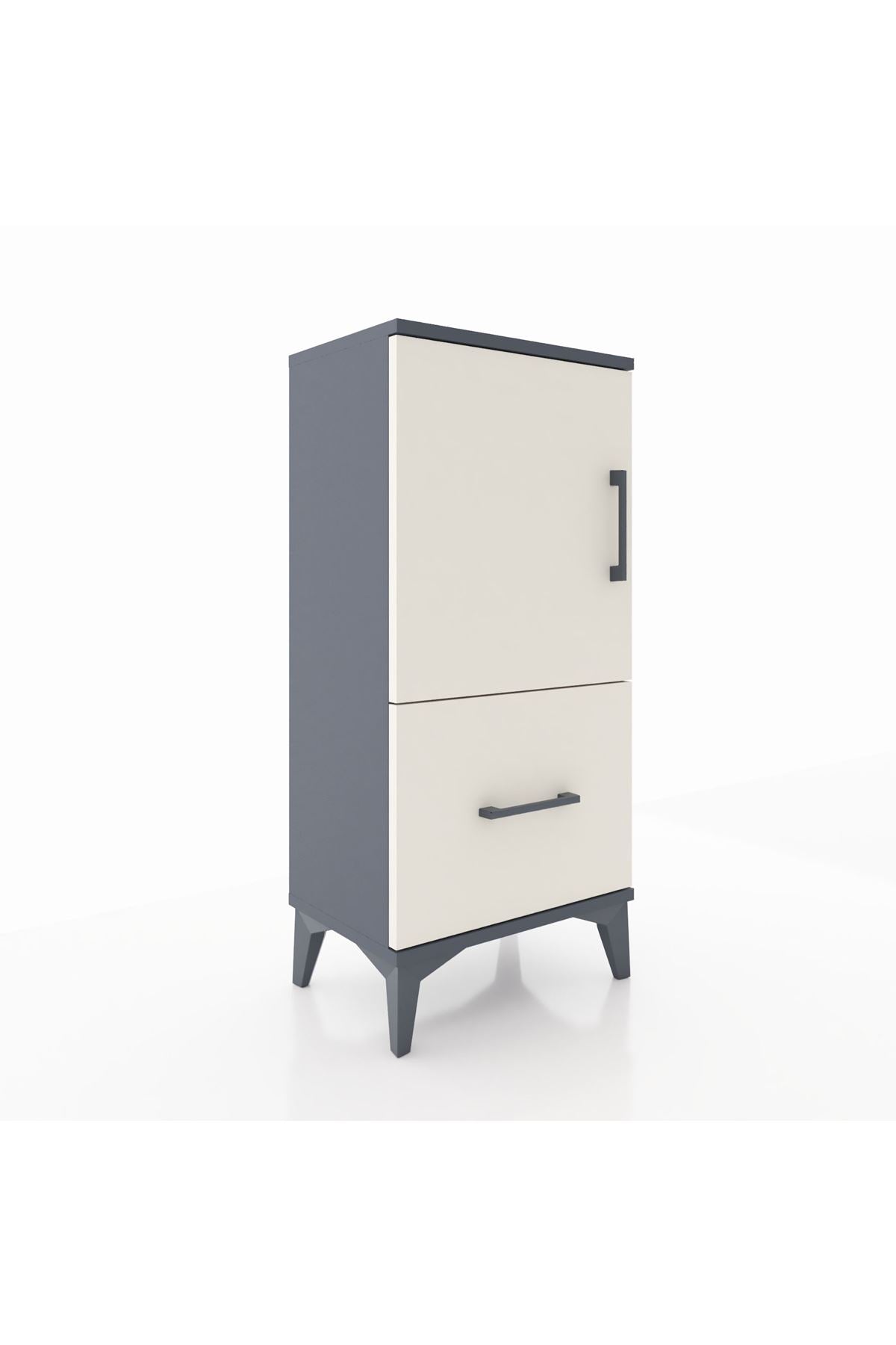 Arges Komodin 2 Raflı Tek Çekmeceli Tek Kapaklı 44x30x96 Antrasit-Aytaşı