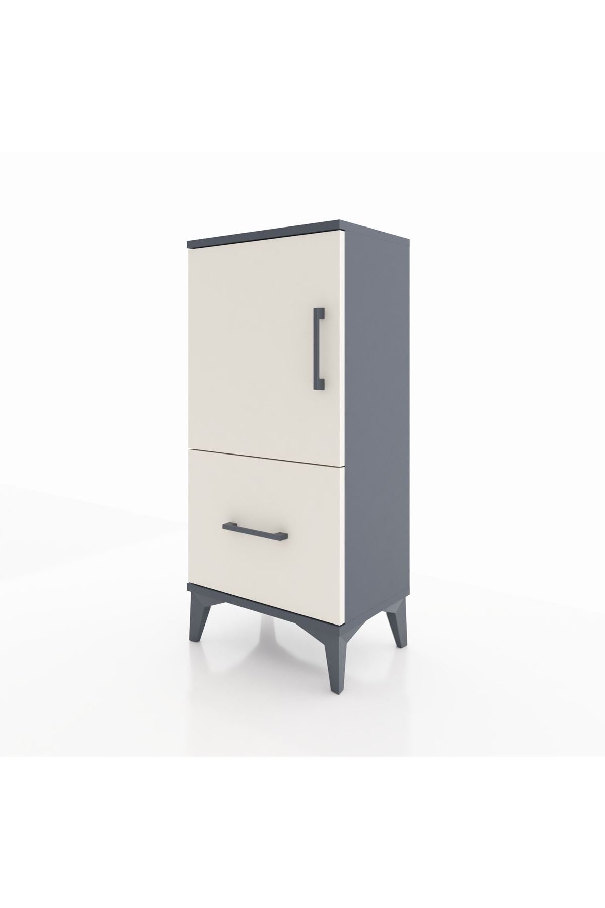 Arges Komodin 2 Raflı Tek Çekmeceli Tek Kapaklı 44x30x96 Antrasit-Aytaşı