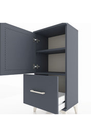 Arges Komodin 2 Raflı Tek Çekmeceli Tek Kapaklı 44x30x96 Antrasit-Antrasit