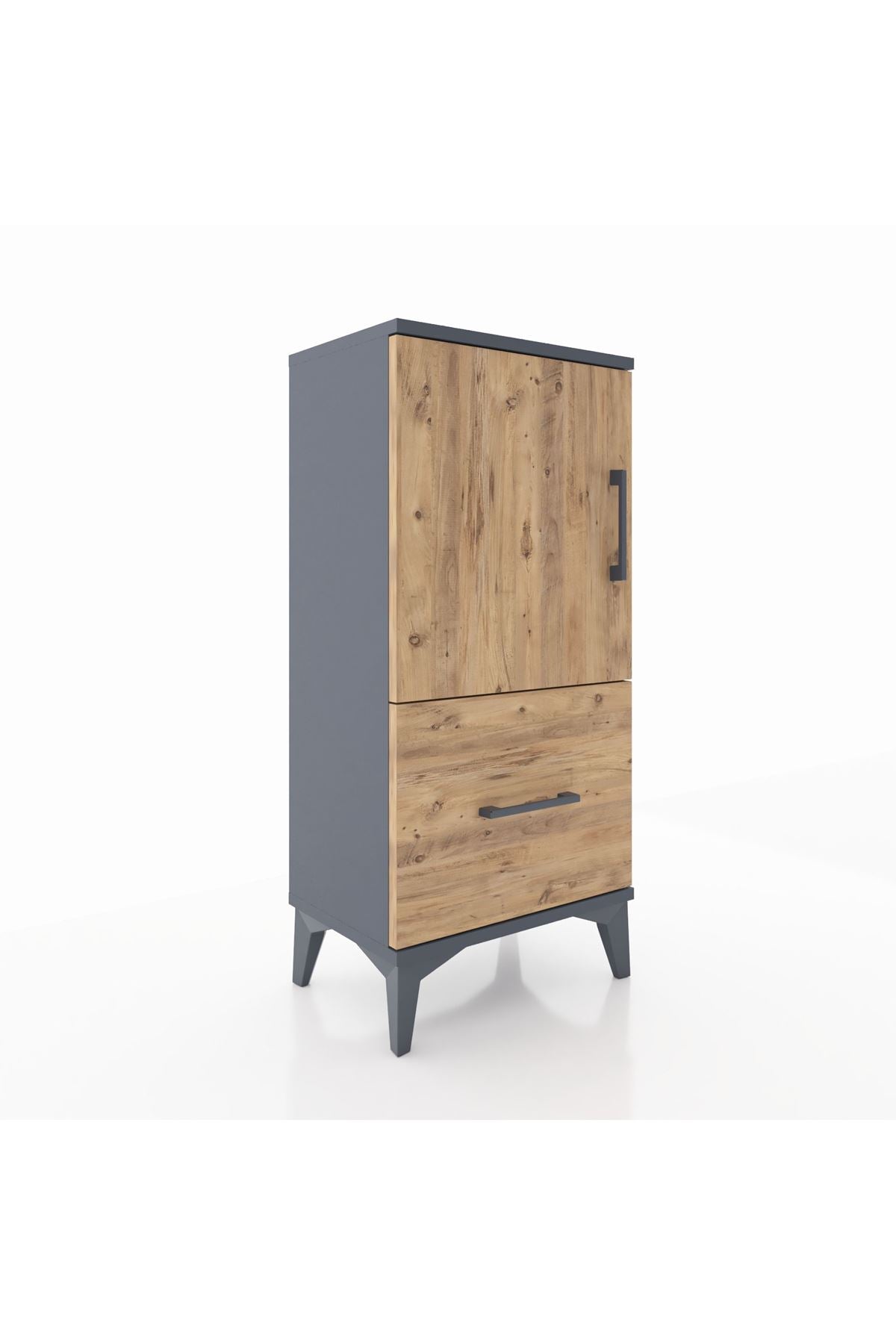 Arges Komodin 2 Raflı Tek Çekmeceli Tek Kapaklı 44x30x96 Antrasit-Çam