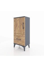 Arges Komodin 2 Raflı Tek Çekmeceli Tek Kapaklı 44x30x96 Antrasit-Çam