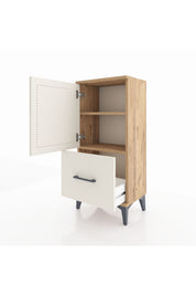 Arges Komodin 2 Raflı Tek Çekmeceli Tek Kapaklı 44x30x96 Çam-Aytaşı