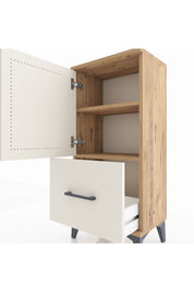 Arges Komodin 2 Raflı Tek Çekmeceli Tek Kapaklı 44x30x96 Çam-Aytaşı