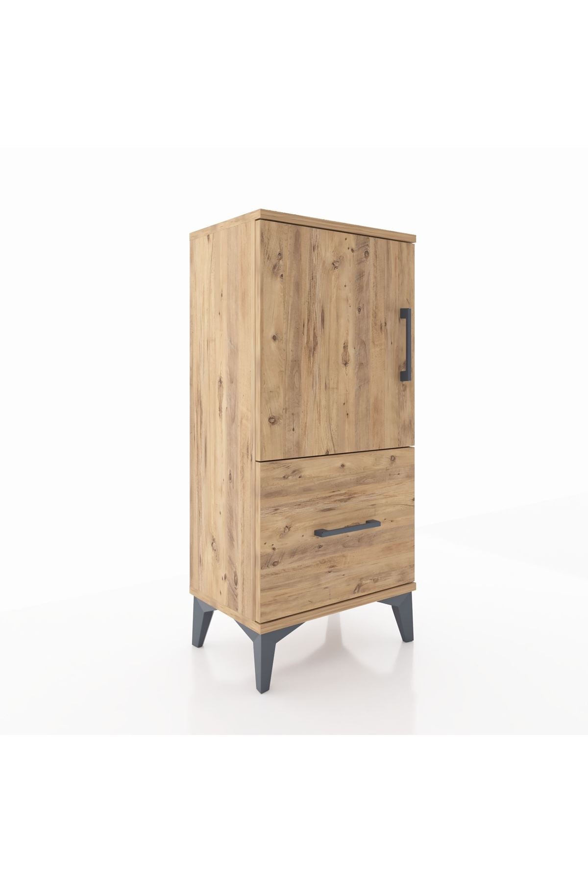 Arges Komodin 2 Raflı Tek Çekmeceli Tek Kapaklı 44x30x96 Çam-Çam