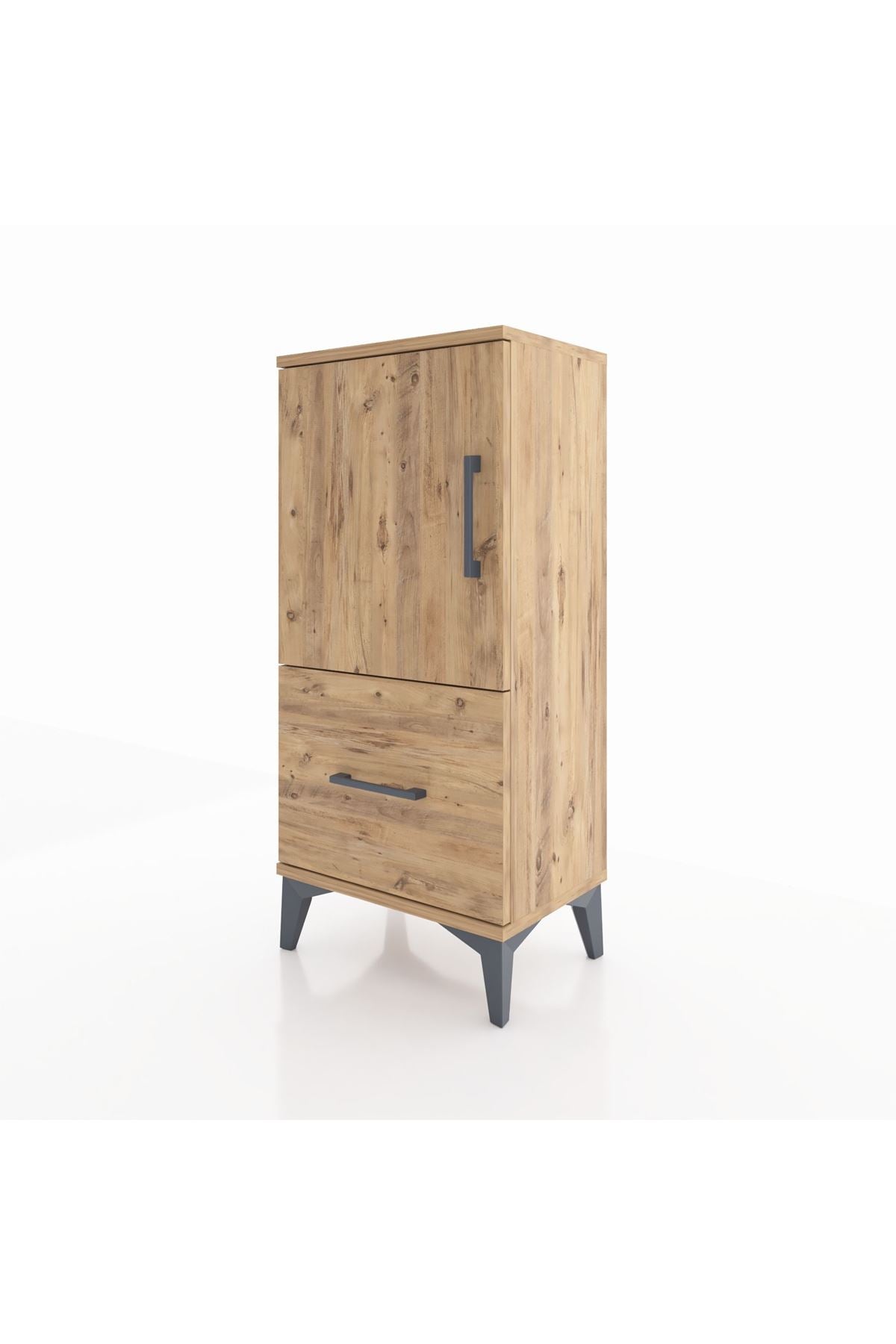 Arges Komodin 2 Raflı Tek Çekmeceli Tek Kapaklı 44x30x96 Çam-Çam