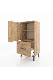 Arges Komodin 2 Raflı Tek Çekmeceli Tek Kapaklı 44x30x96 Çam-Çam