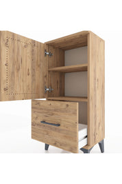 Arges Komodin 2 Raflı Tek Çekmeceli Tek Kapaklı 44x30x96 Çam-Çam