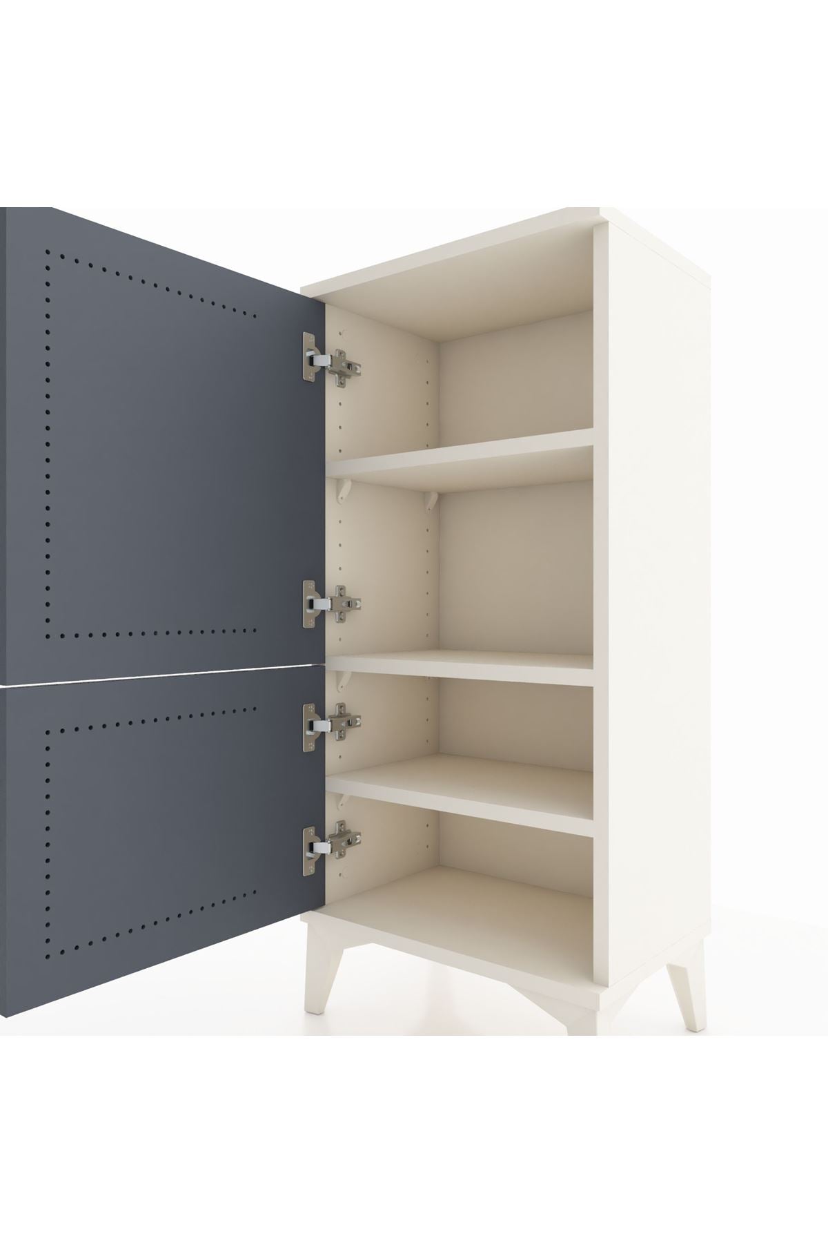 Arges Komodin 3 Raflı 2 Kapaklı 44x30x96 Aytaşı-Antrasit