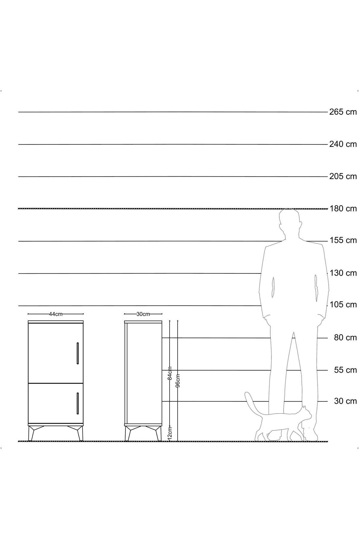 Arges Komodin 3 Raflı 2 Kapaklı 44x30x96 Aytaşı-Çam