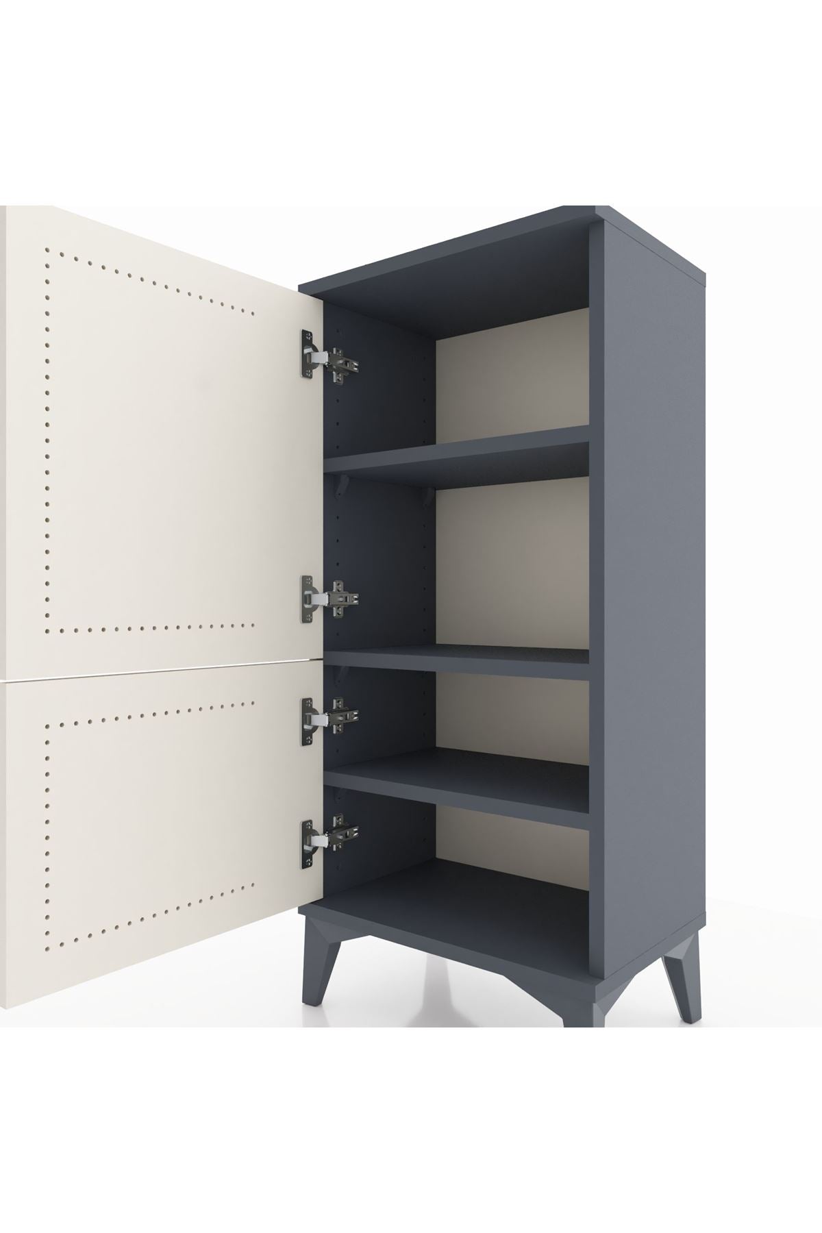 Arges Komodin 3 Raflı 2 Kapaklı 44x30x96 Antrasit-Aytaşı