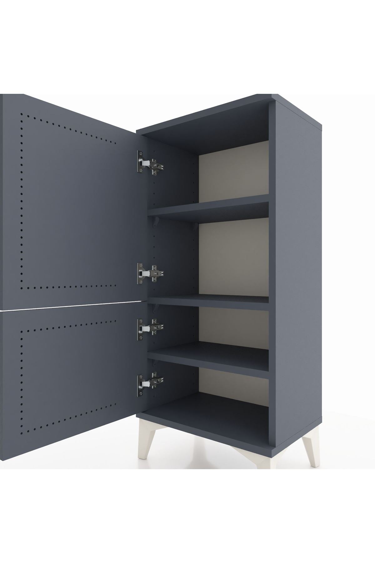 Arges Komodin 3 Raflı 2 Kapaklı 44x30x96 Antrasit-Antrasit