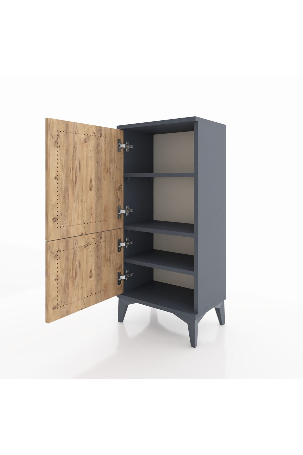 Arges Komodin 3 Raflı 2 Kapaklı 44x30x96 Antrasit-Çam