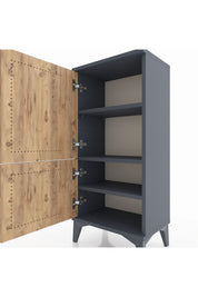 Arges Komodin 3 Raflı 2 Kapaklı 44x30x96 Antrasit-Çam