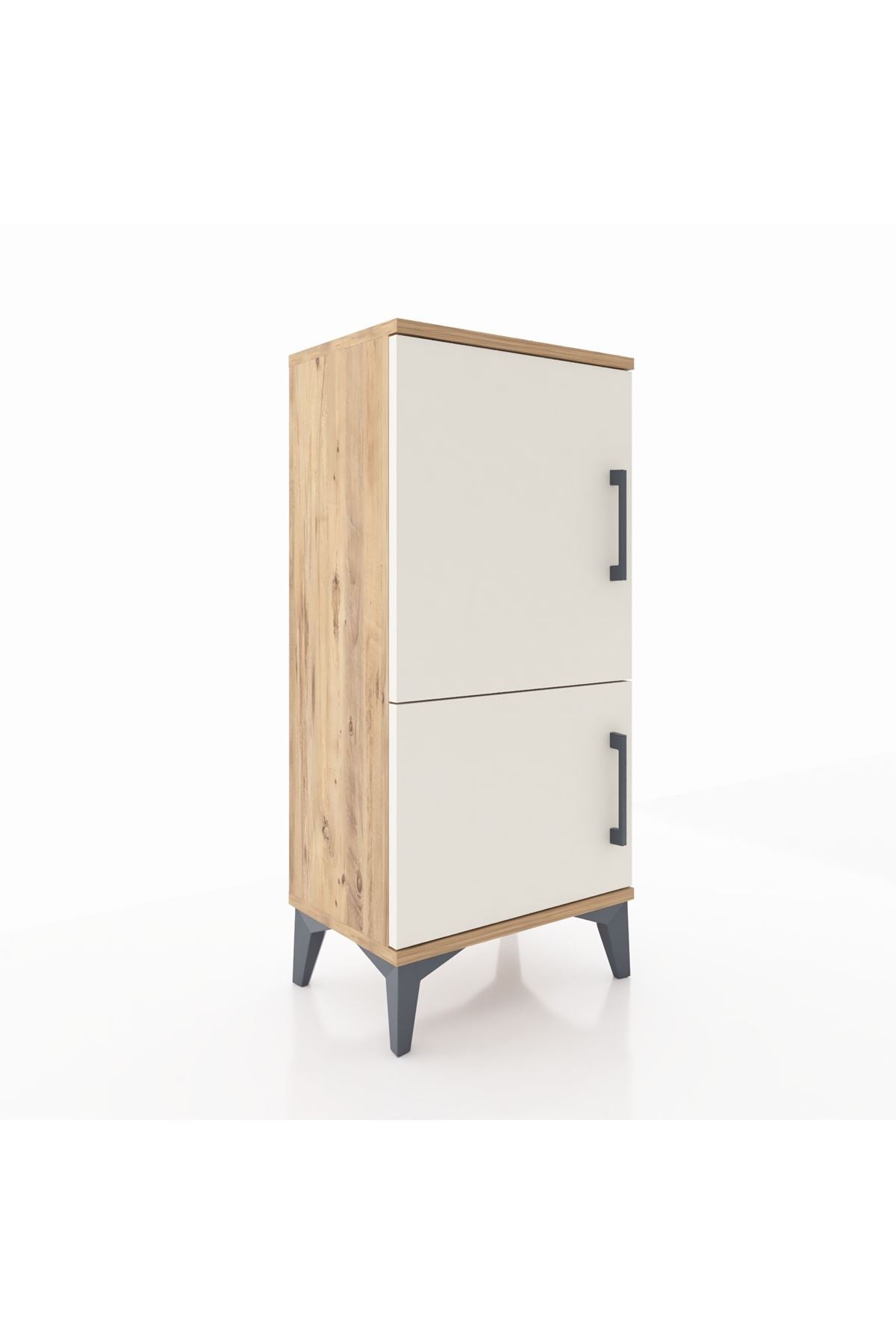 Arges Komodin 3 Raflı 2 Kapaklı 44x30x96 Çam-Aytaşı