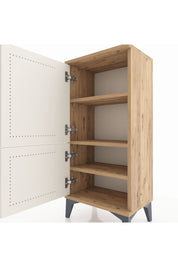 Arges Komodin 3 Raflı 2 Kapaklı 44x30x96 Çam-Aytaşı