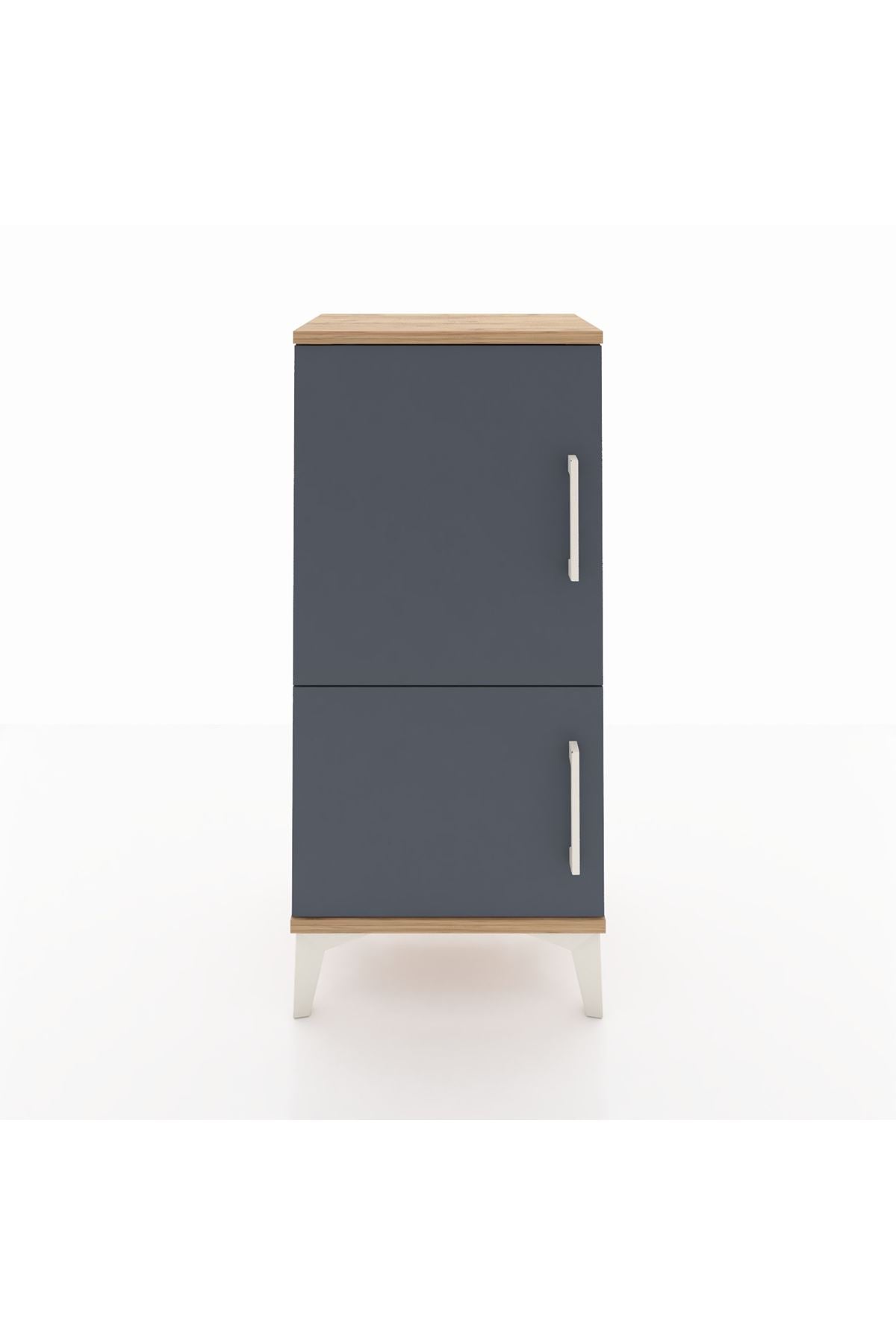 Arges Komodin 3 Raflı 2 Kapaklı 44x30x96 Çam-Antrasit