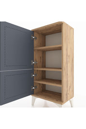 Arges Komodin 3 Raflı 2 Kapaklı 44x30x96 Çam-Antrasit