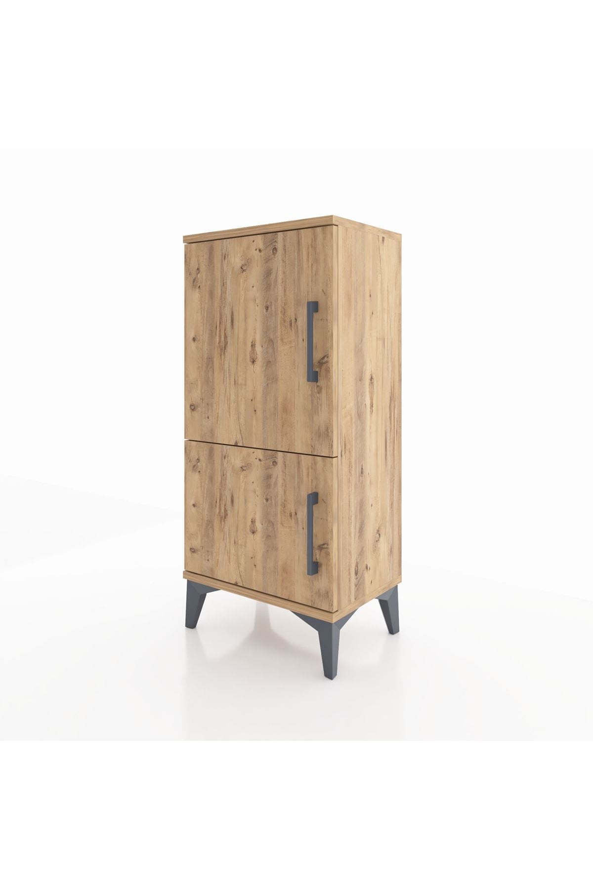 Arges Komodin 3 Raflı 2 Kapaklı 44x30x96 Çam-Çam