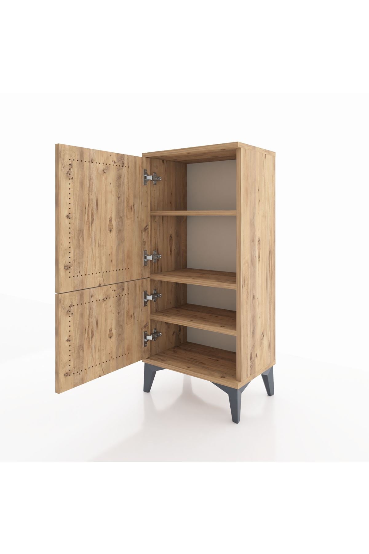 Arges Komodin 3 Raflı 2 Kapaklı 44x30x96 Çam-Çam