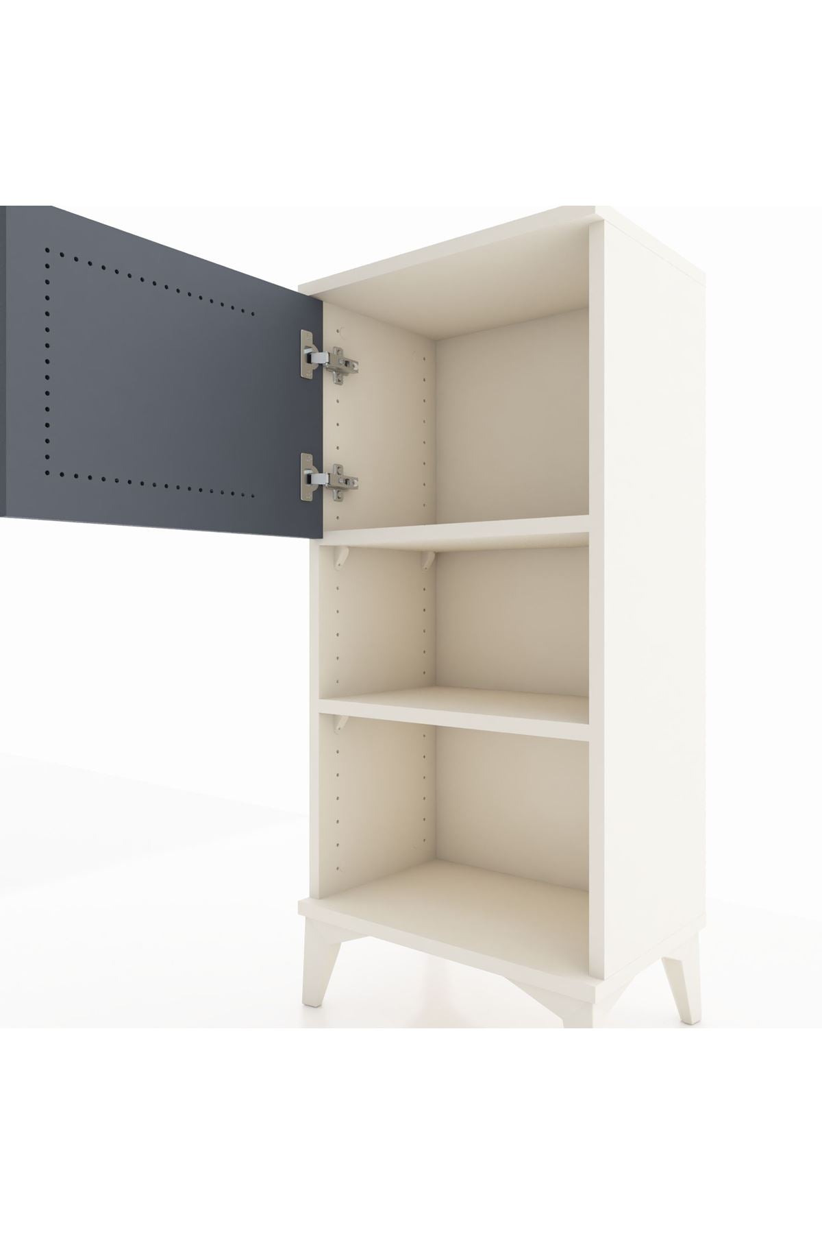 Arges Komodin 2 Raflı Tek Kapaklı 44x30x96 Aytaşı-Antrasit