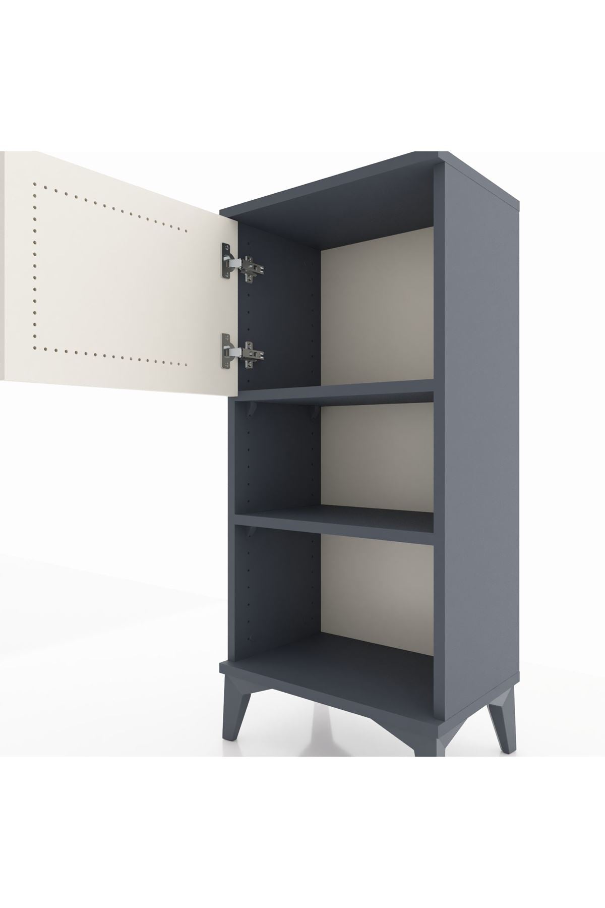 Arges Komodin 2 Raflı Tek Kapaklı 44x30x96 Antrasit-Aytaşı