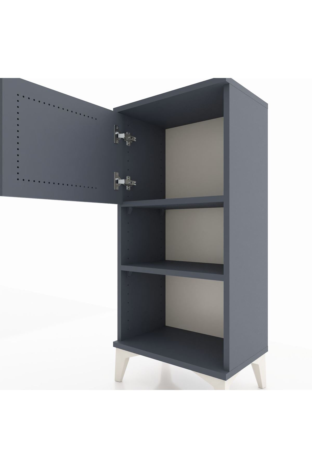 Arges Komodin 2 Raflı Tek Kapaklı 44x30x96 Antrasit-Antrasit