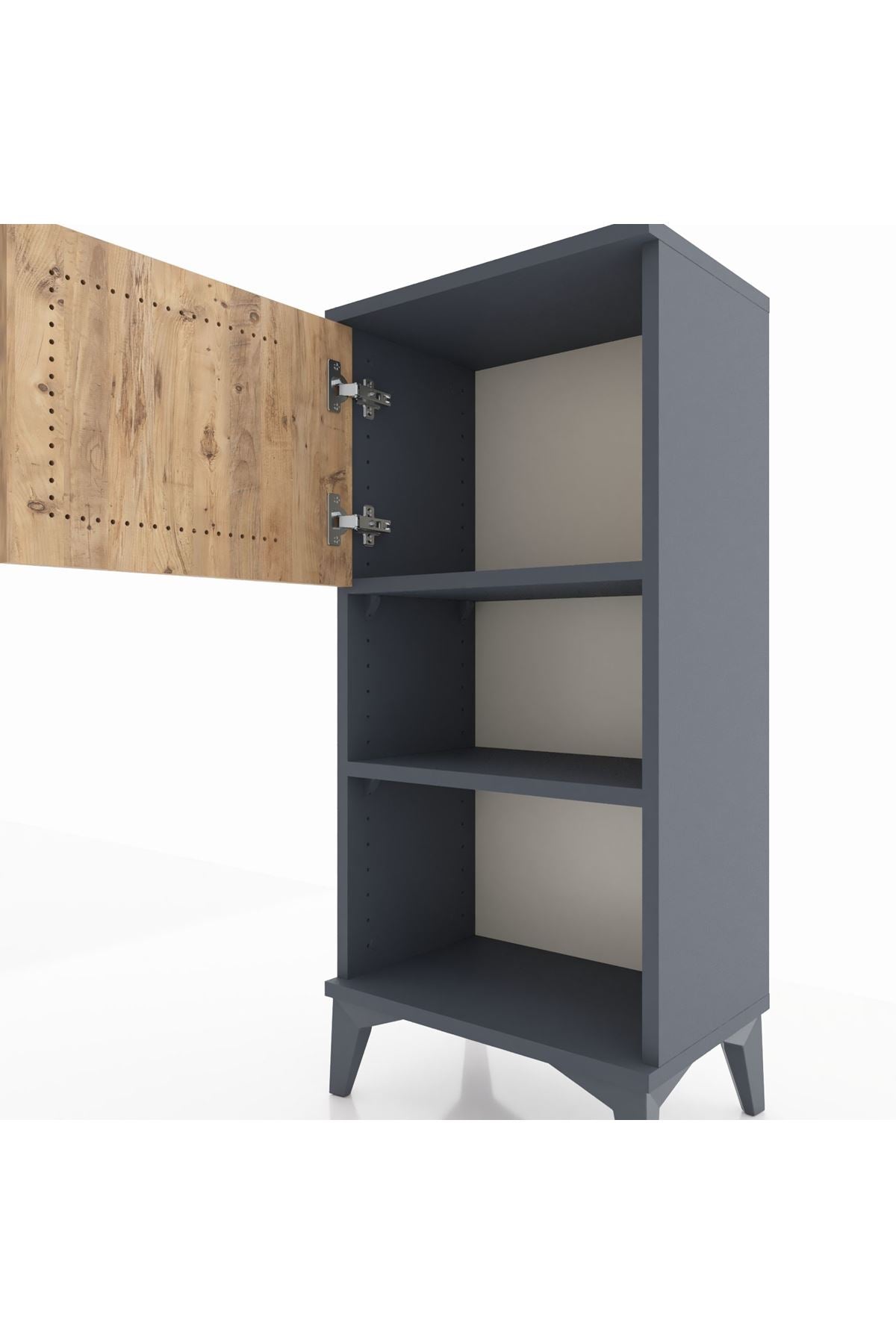 Arges Komodin 2 Raflı Tek Kapaklı 44x30x96 Antrasit-Çam