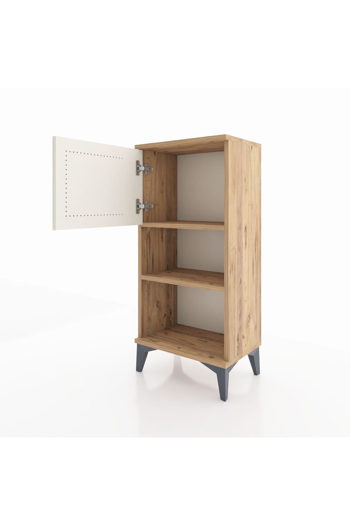 Arges Komodin 2 Raflı Tek Kapaklı 44x30x96 Çam-Aytaşı