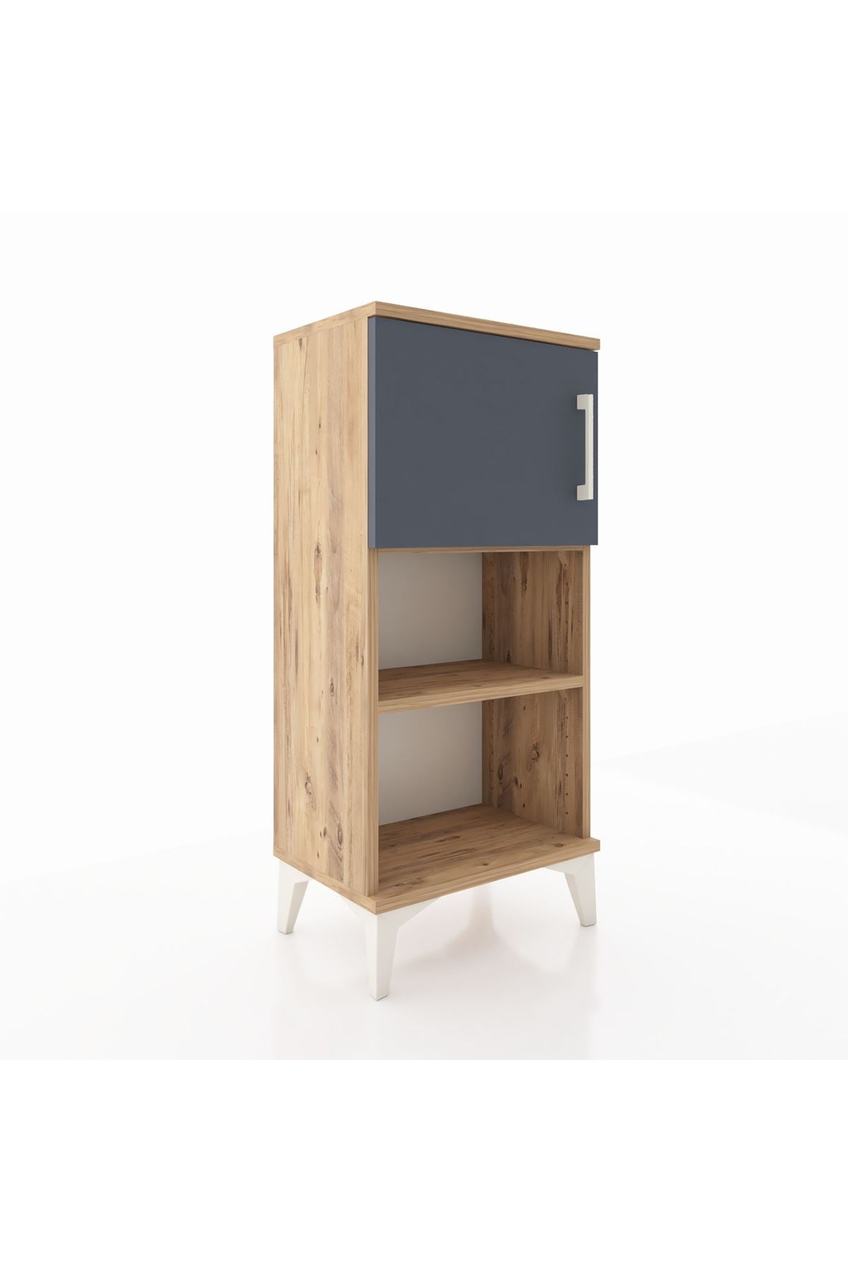 Arges Komodin 2 Raflı Tek Kapaklı 44x30x96 Çam-Antrasit