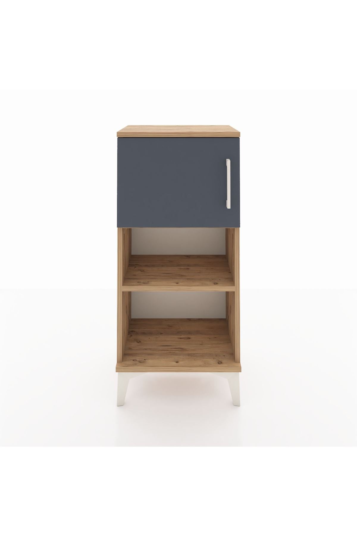 Arges Komodin 2 Raflı Tek Kapaklı 44x30x96 Çam-Antrasit