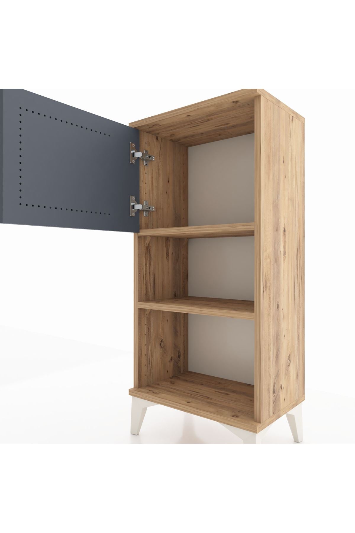 Arges Komodin 2 Raflı Tek Kapaklı 44x30x96 Çam-Antrasit