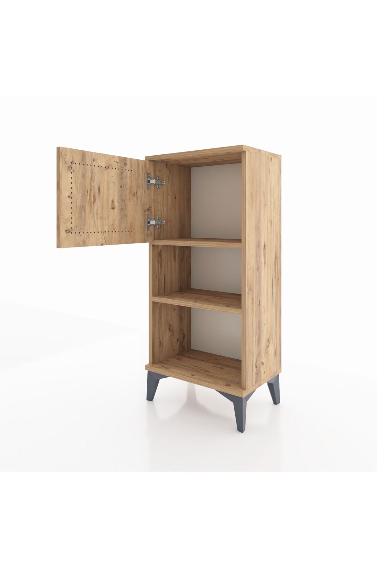 Arges Komodin 2 Raflı Tek Kapaklı 44x30x96 Çam-Çam