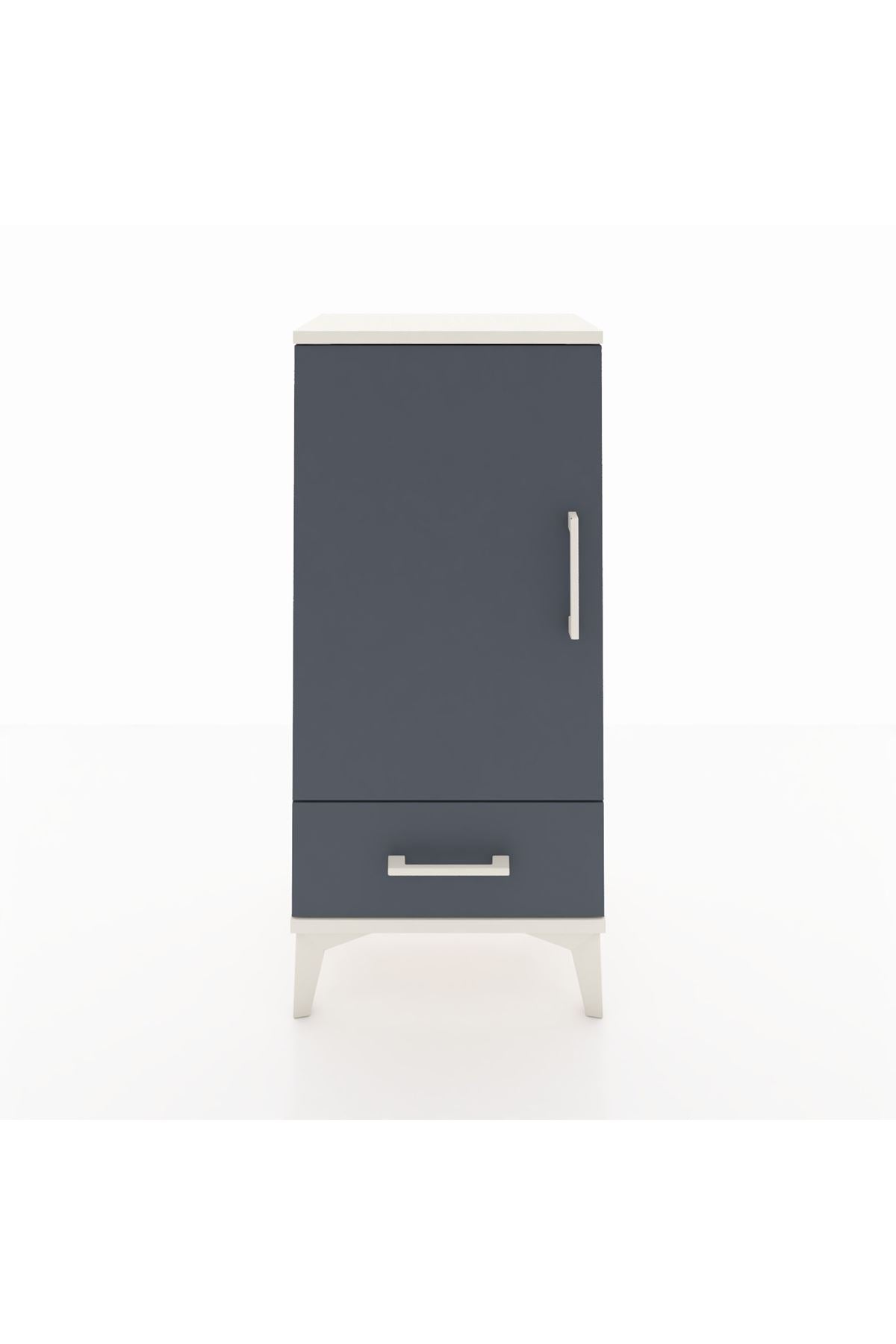 Arges Komodin 3 Raflı Tek Çekmeceli Tek Kapaklı 44x30x96 Aytaşı-Antrasit
