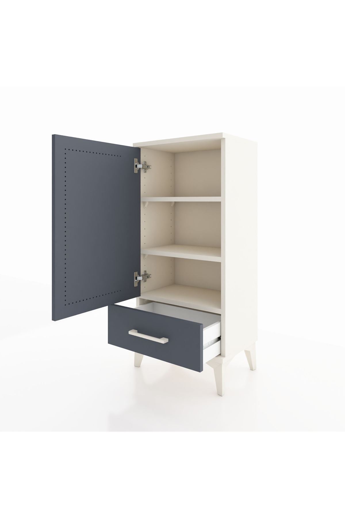 Arges Komodin 3 Raflı Tek Çekmeceli Tek Kapaklı 44x30x96 Aytaşı-Antrasit