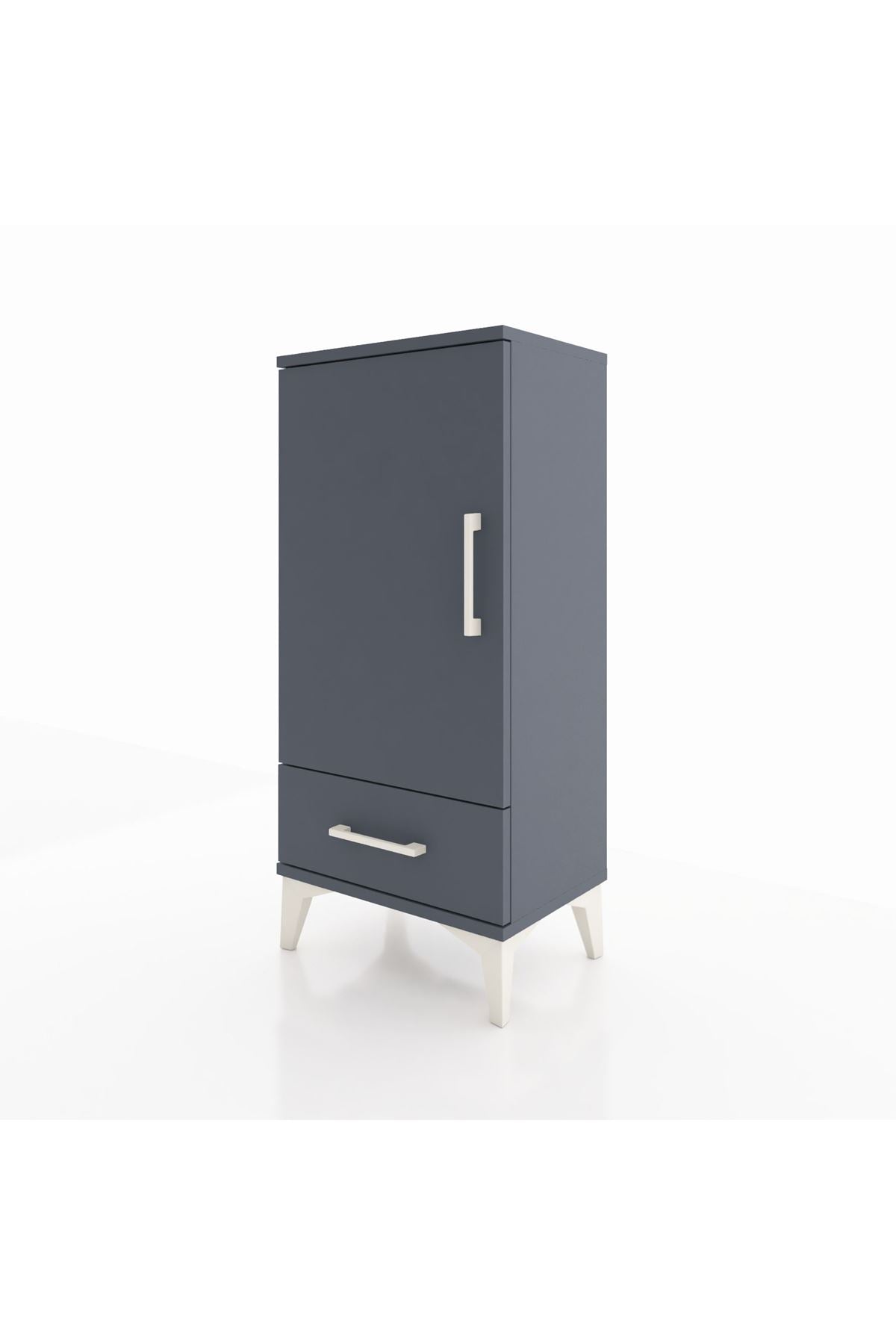 Arges Komodin 3 Raflı Tek Çekmeceli Tek Kapaklı 44x30x96 Antrasit-Antrasit